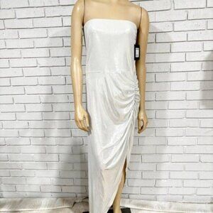 Norma Kamali Pearl Strapless Side Drape Gown — Size XL